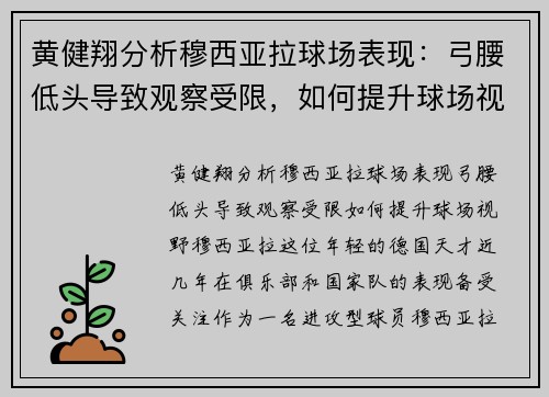 黄健翔分析穆西亚拉球场表现：弓腰低头导致观察受限，如何提升球场视野